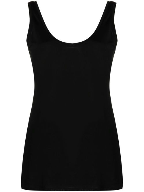 Scoop-neck sleeveless top - BLACK
