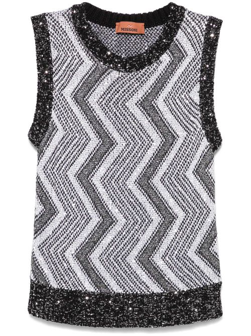 Sequinned zigzag vest - Black