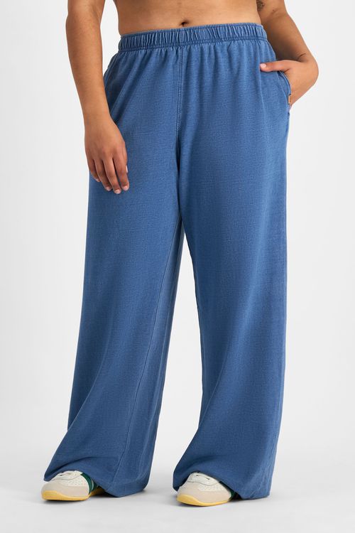 Women's Denim Wash Wide Leg Trackie in Sky Blue Denim