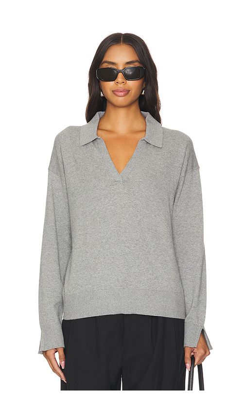 525 America Maddi Johnny Collar Pullover in Grey. - S also in L, M