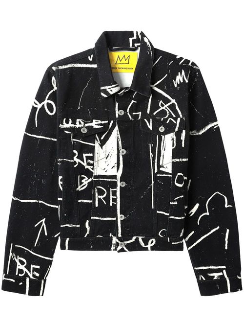 Graphic-print cotton jacket - Black