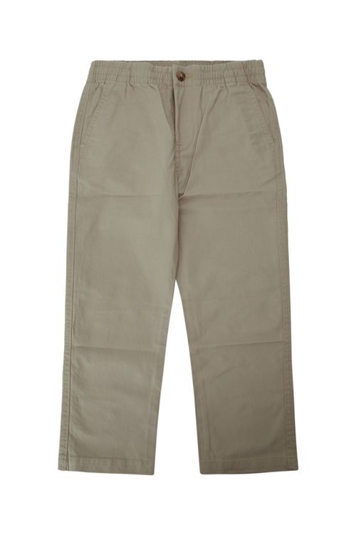 Elastic Waist Cotton Trousers — Beige