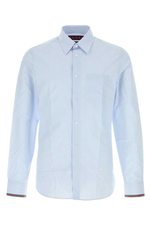 Embroidered Poplin Shirt — Light Blue