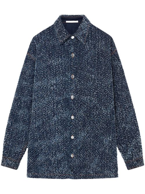 Bouclé-construction oversized coat - Blue