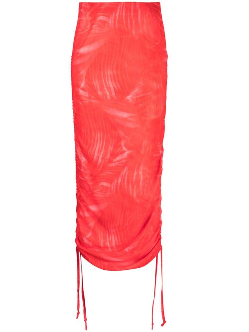 Ruched-detail high-waist skirt - Red