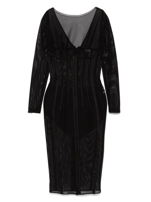 Elisabetta Franchi tulle midi dress - Black