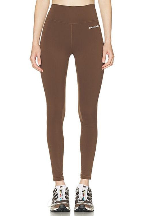 Sporty & Rich Serif Logo Legging in Brown