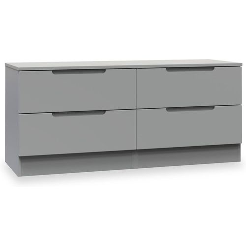 Henshaw 4 Drawer Low Chest of Drawers | White Gloss or Grey | Roseland