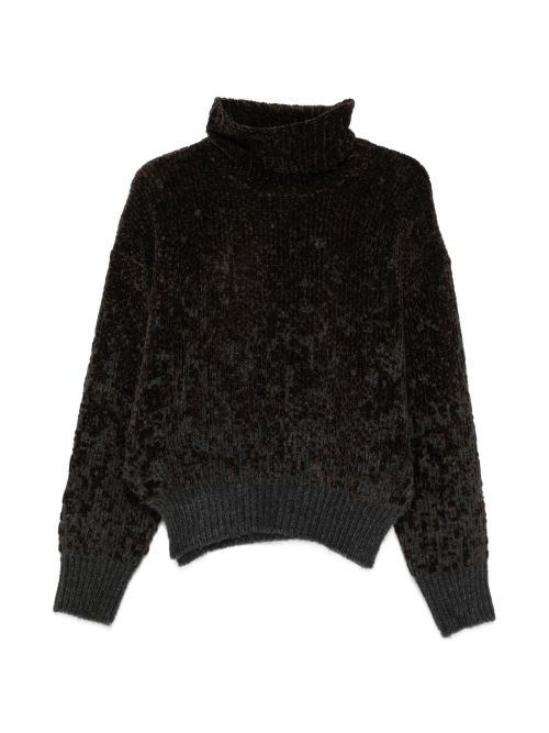 Chenille Turtleneck Sweater — Black