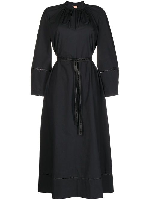 Belted midi shirt dress - Black