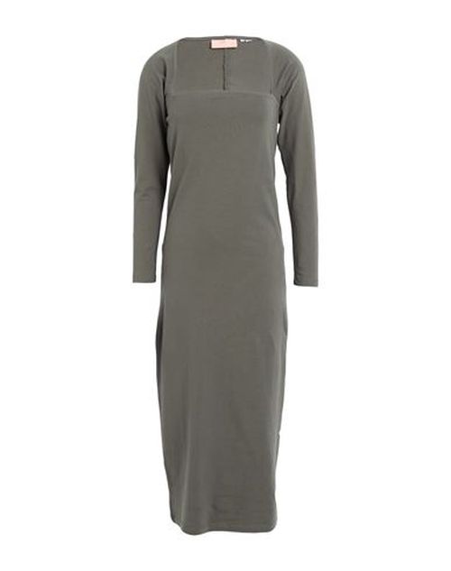Woman Midi dress Military green Size L Cotton, Elastane