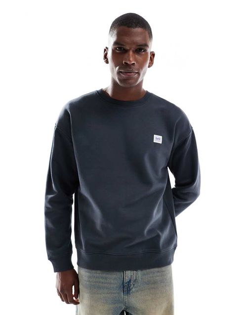 Workwear label sweatshirt in washed black