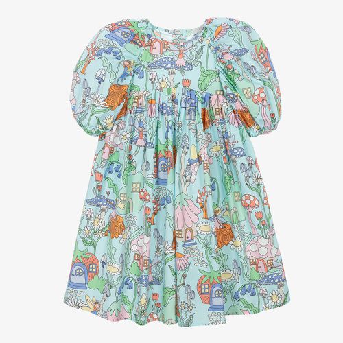 Girls Blue Cotton Fairies Dress