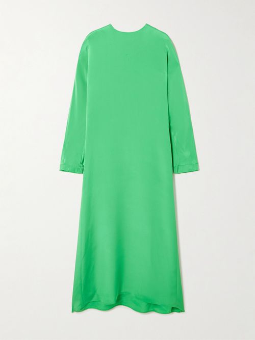 Silk Crepe De Chine Maxi Dress - Green