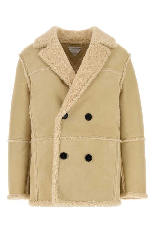 Shearling-Lined Coat — Beige