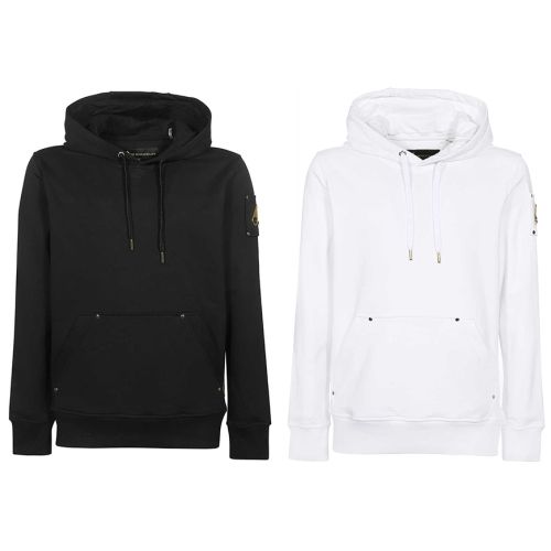 Gold-detail cotton hoodie - Black