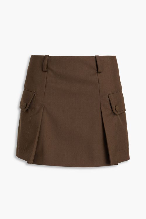 Pleated drill mini skirt - Brown - FR 42