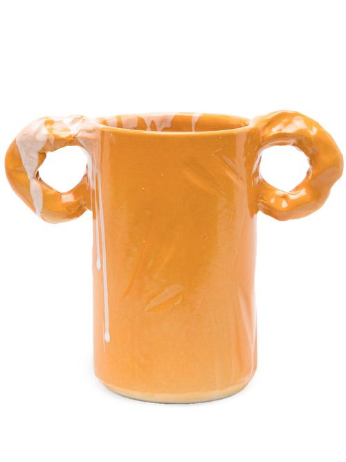 Studio paint-splatter ceramic vase - Orange