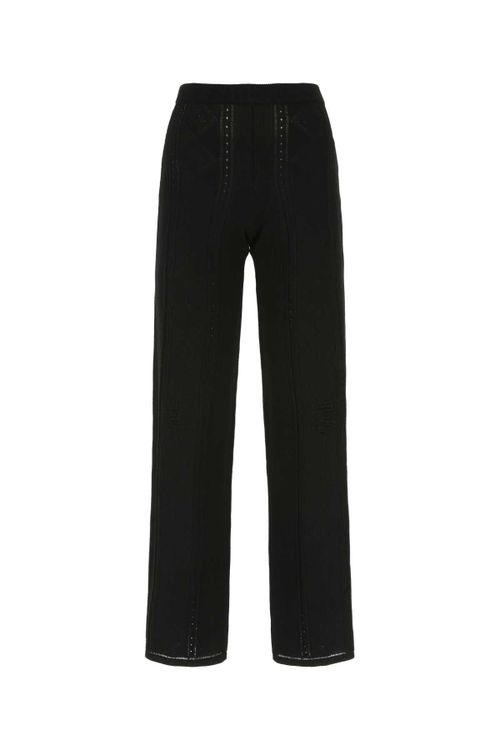 Ribbed Viscose Nylon Trousers — Black