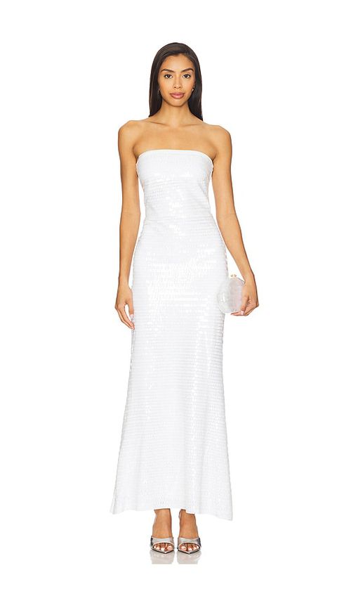 SIMONMILLER Sculpty Strapless Sequin Dress in Metallic Silver