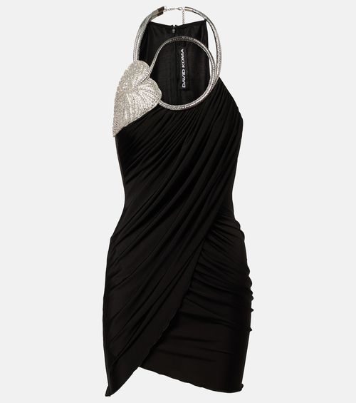 Draped embellished minidress