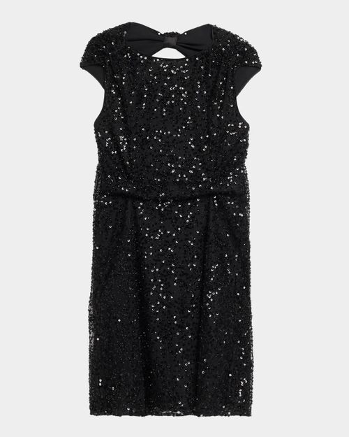 Sequined Lace Knee-Length Dress