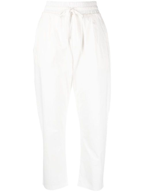 Drawstring cropped trousers - White