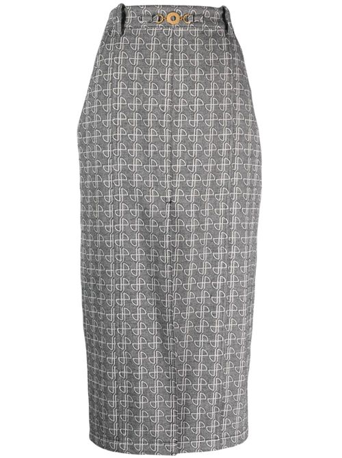 JP monogram slit midi skirt - Grey