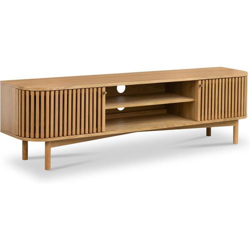 Shorwell Oak Contemporary 180cm Slatted TV Unit Cabinet | Roseland