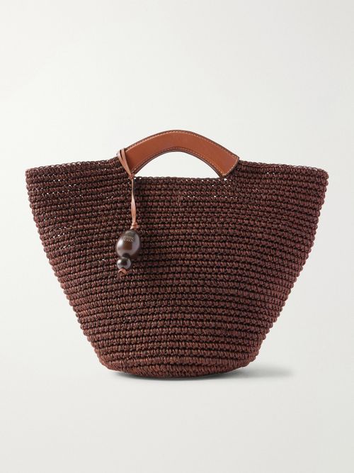 Shopper Large Leather-trimmed Woven Raffia Tote