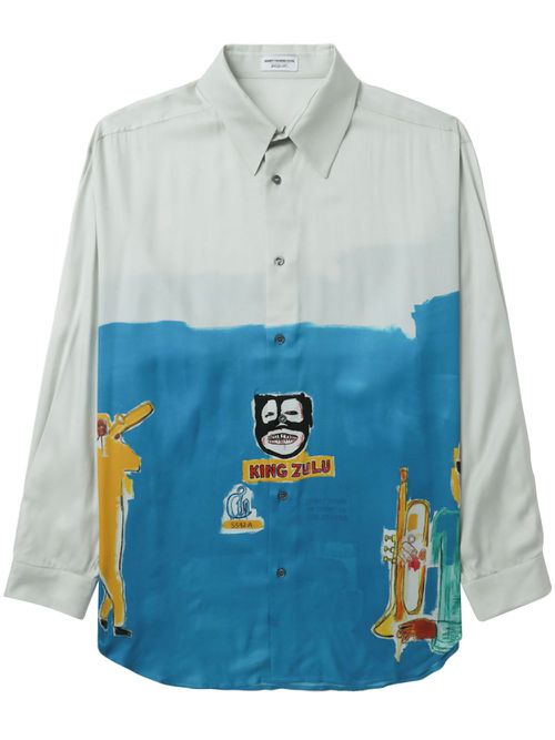 Graphic-print long-sleeve shirt - Blue