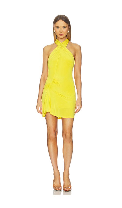 Peachy Den Kylie Halter Knot Dress in Yellow. - S also in
