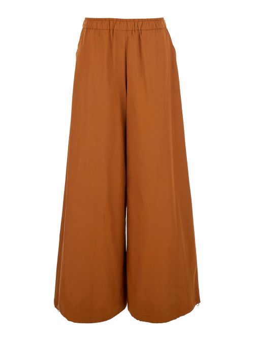 Relaxed-fit Cotton Blend Trousers — Brown