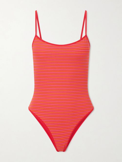 Trentasei Striped One-piece Swimsuit - Red