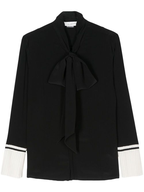 Pleat detailing silk blouse - Black