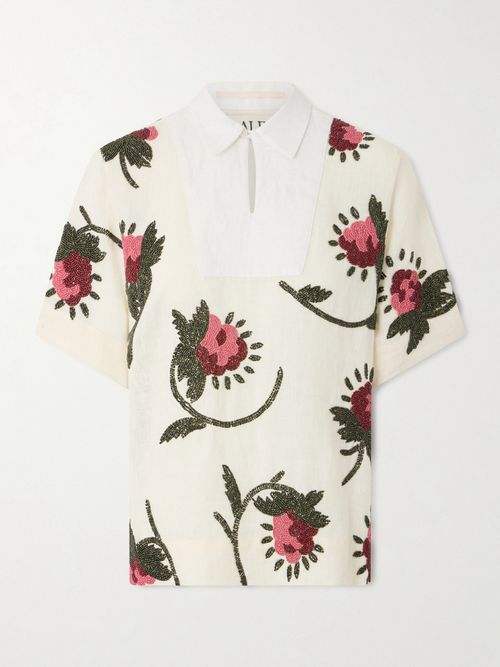 S. S. Daley - Iona Bead-embellished Linen Shirt - Cream