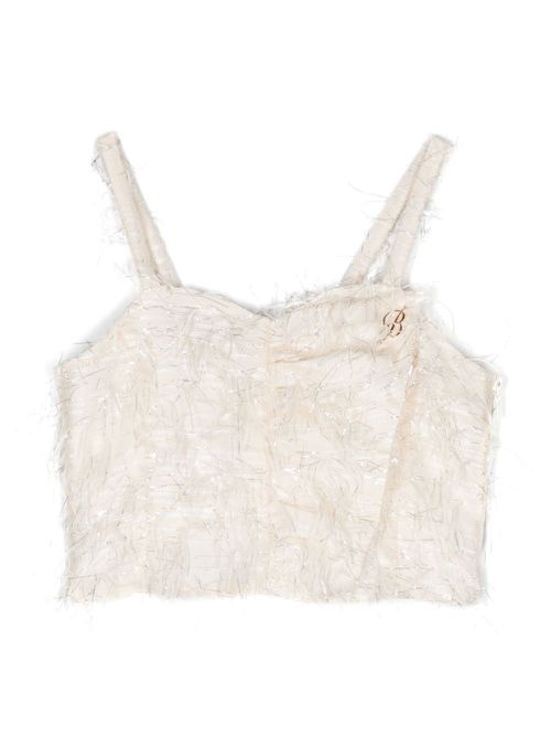 Feather-detail corset tank top - Neutrals