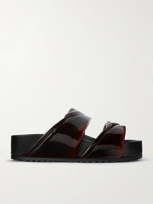 Patent-leather Platform Slides - Brown