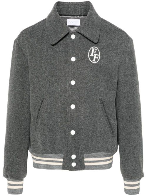 Logo-embroidered varsity jacket - Grey