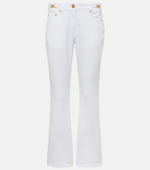 Embellished mid-rise flared jeans