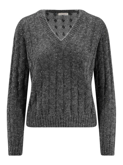 Wool blend sweater with all-over sequins
