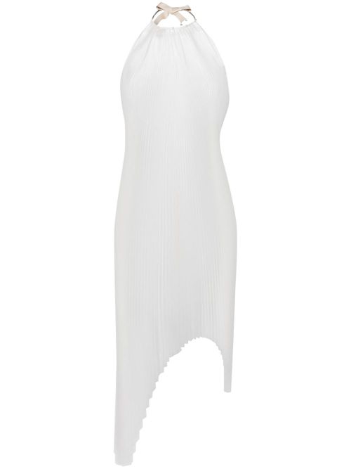 Asymmetric pleated midi dress - Neutrals