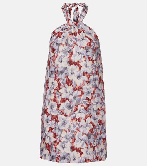 Luna floral halterneck linen minidress