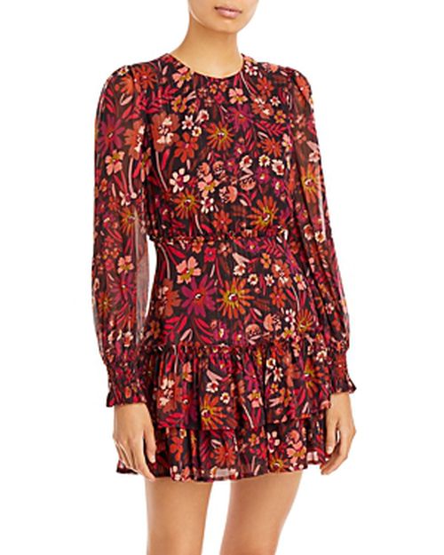 Metallic Floral Print Mini Dress - 100% Exclusive