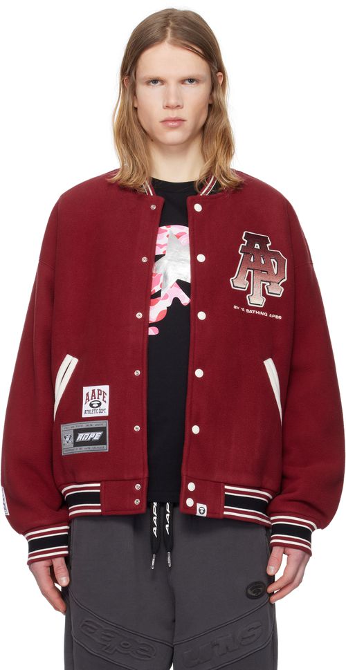 AAPE by A Bathing Ape Red AAPE Main Bomber Jacket