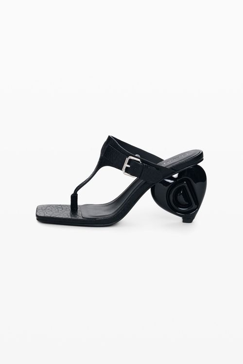Heeled sandal leather effect