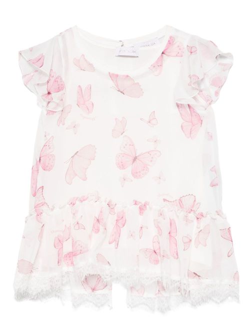 Butterfly-print blouse - White