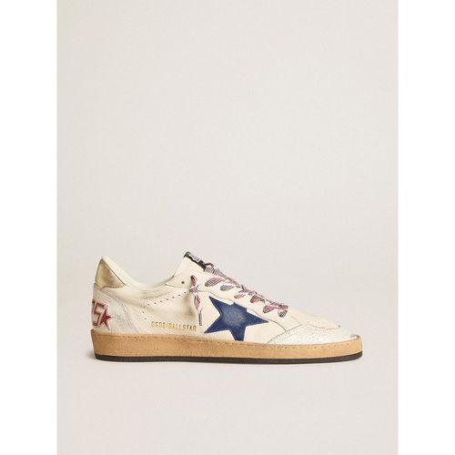 Golden Goose - Men's Ball Star In Nappa Leather With Blue Suede Star And Platinum Leather Heel Tab, Man