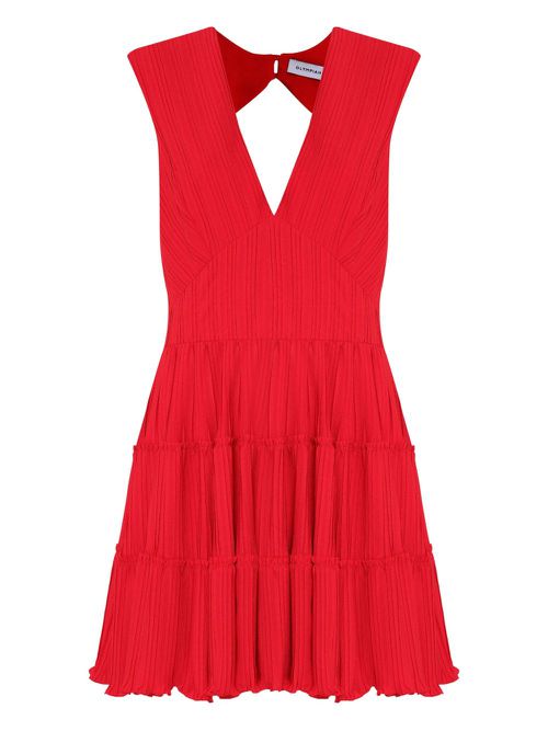 Pleated skater dress - Red
