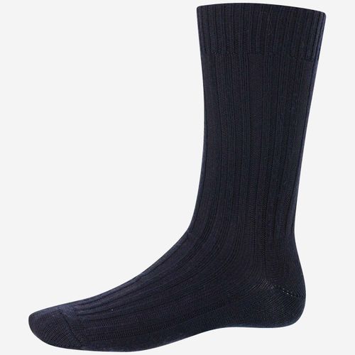 Ribbed Wool Blend Socks — Navy
